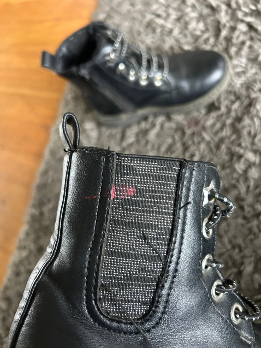 Jumping Beans Toddler Black Combat Boots Lightweight Lace-Up Ankle Size 9T